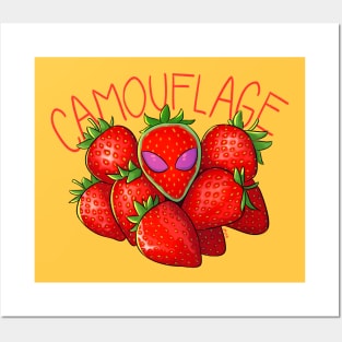 Strawberry alien camouflage Posters and Art